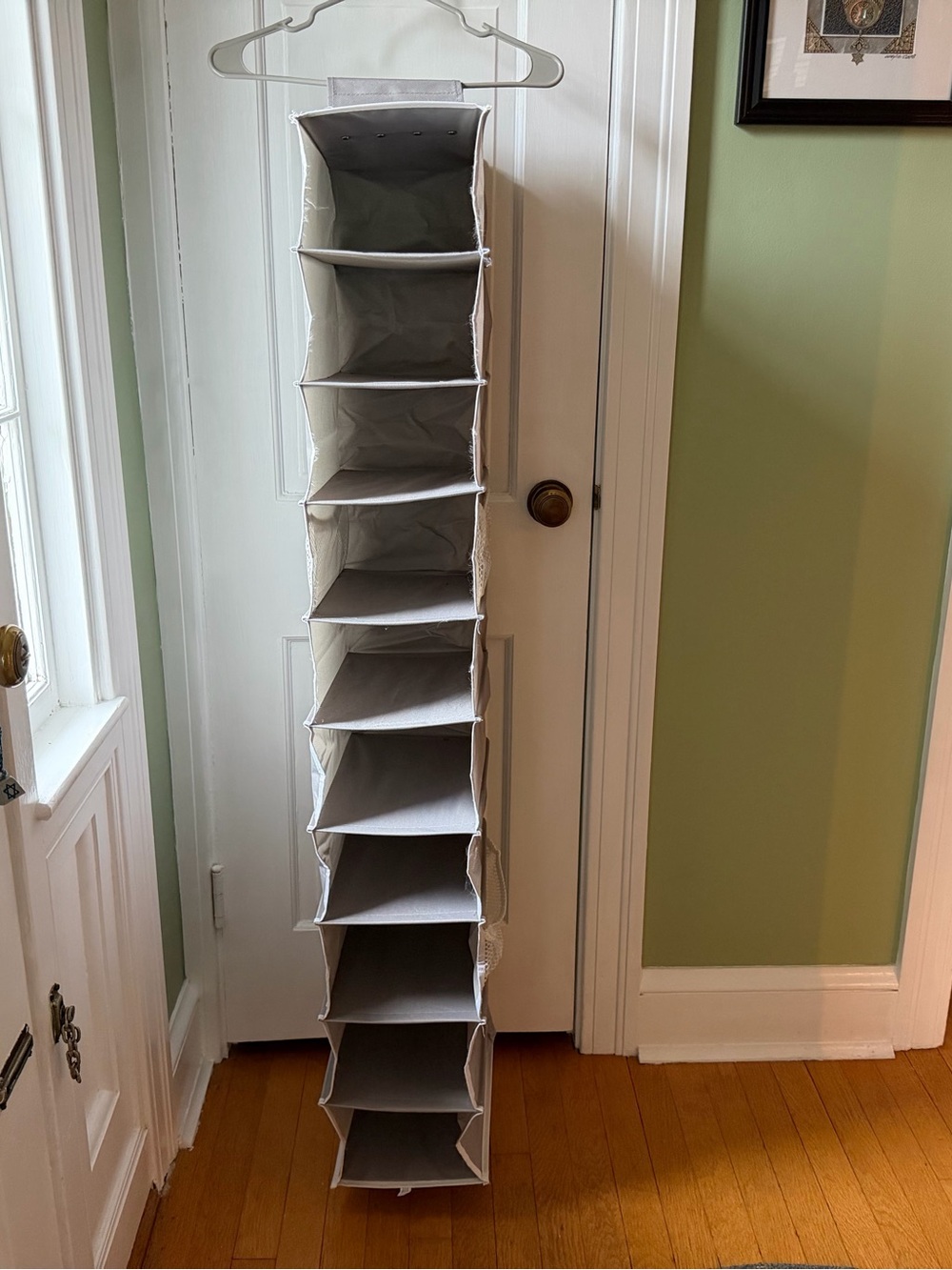 Hanging 10 Shoe Closet Organizer with 2 Mesh Pockets